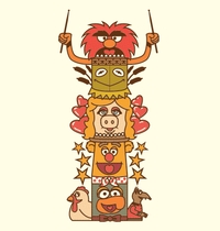 Friendship Totem Pole Muppets DTG t-shirt design