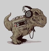 Tyrannosaurus Walkman t-shirt design
