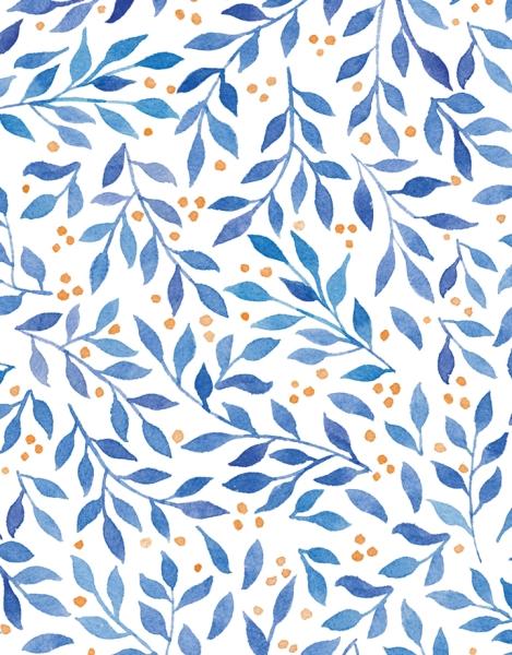 Berry Branches Pattern - Blue Palette Hero Shot